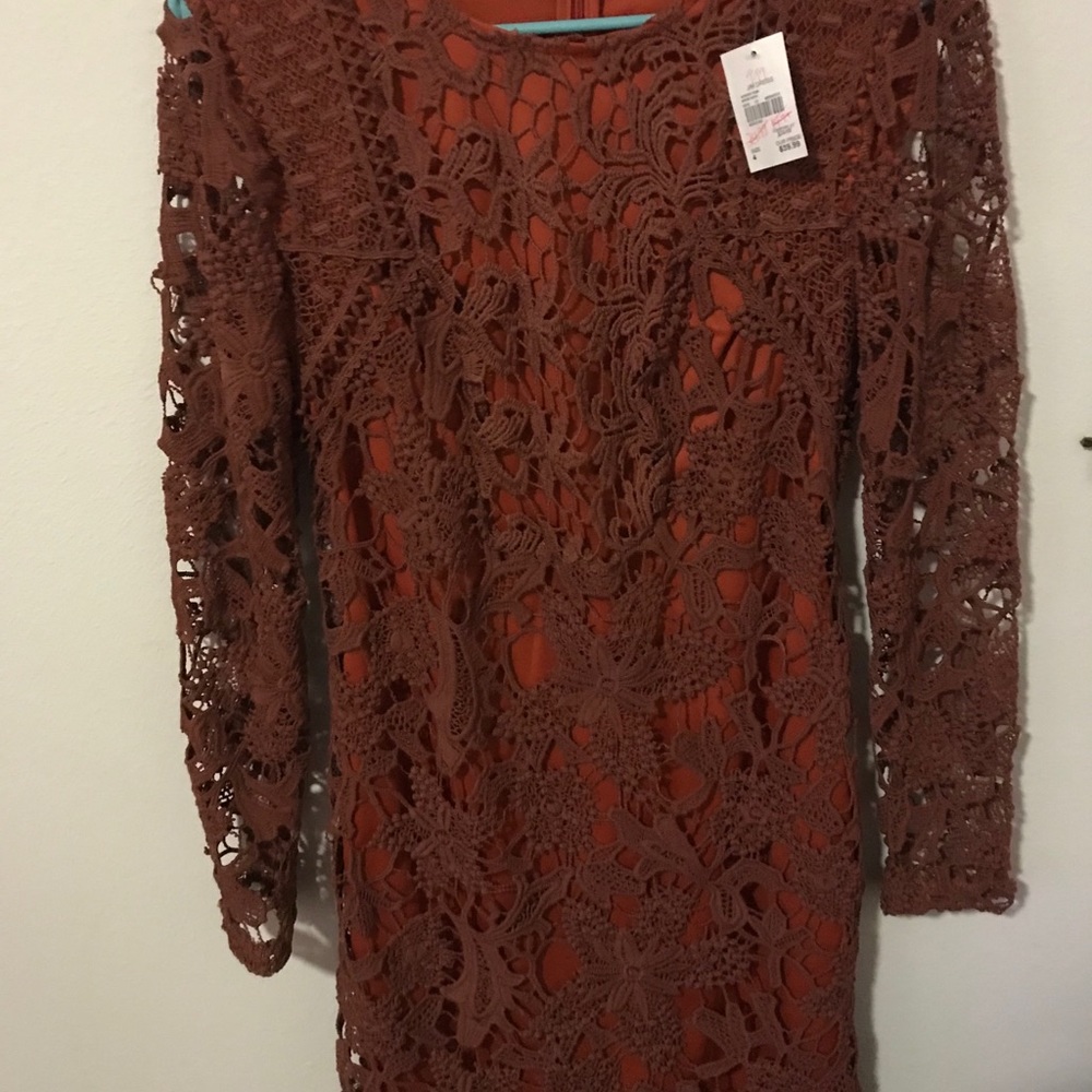 Long lace sleeved dress